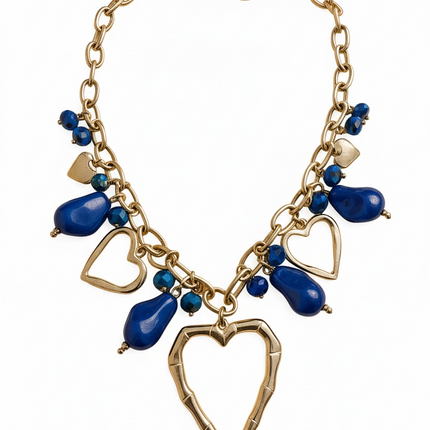 Set Collana Bracciale Donna Shelly Acciaio Resina Blu Coordinato