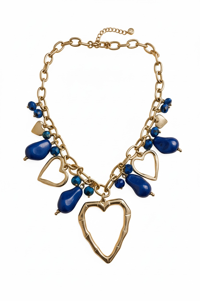 Set Collana Bracciale Donna Shelly Acciaio Resina Blu Coordinato