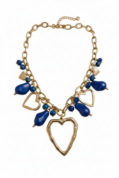 Set Collana Bracciale Donna Shelly Acciaio Resina Blu Coordinato