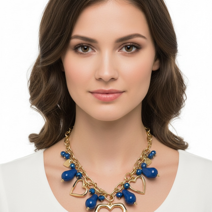 Set Collana Bracciale Donna Shelly Acciaio Resina Blu Coordinato