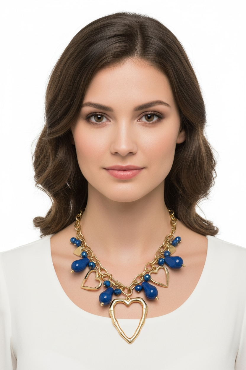 Set Collana Bracciale Donna Shelly Acciaio Resina Blu Coordinato