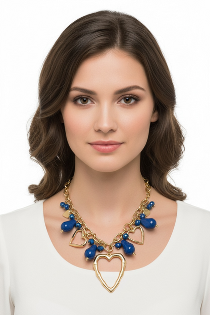 Set Collana Bracciale Donna Shelly Acciaio Resina Blu Coordinato