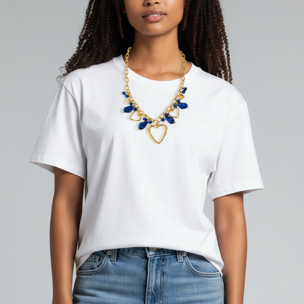 Set Collana Bracciale Donna Shelly Acciaio Resina Blu Coordinato