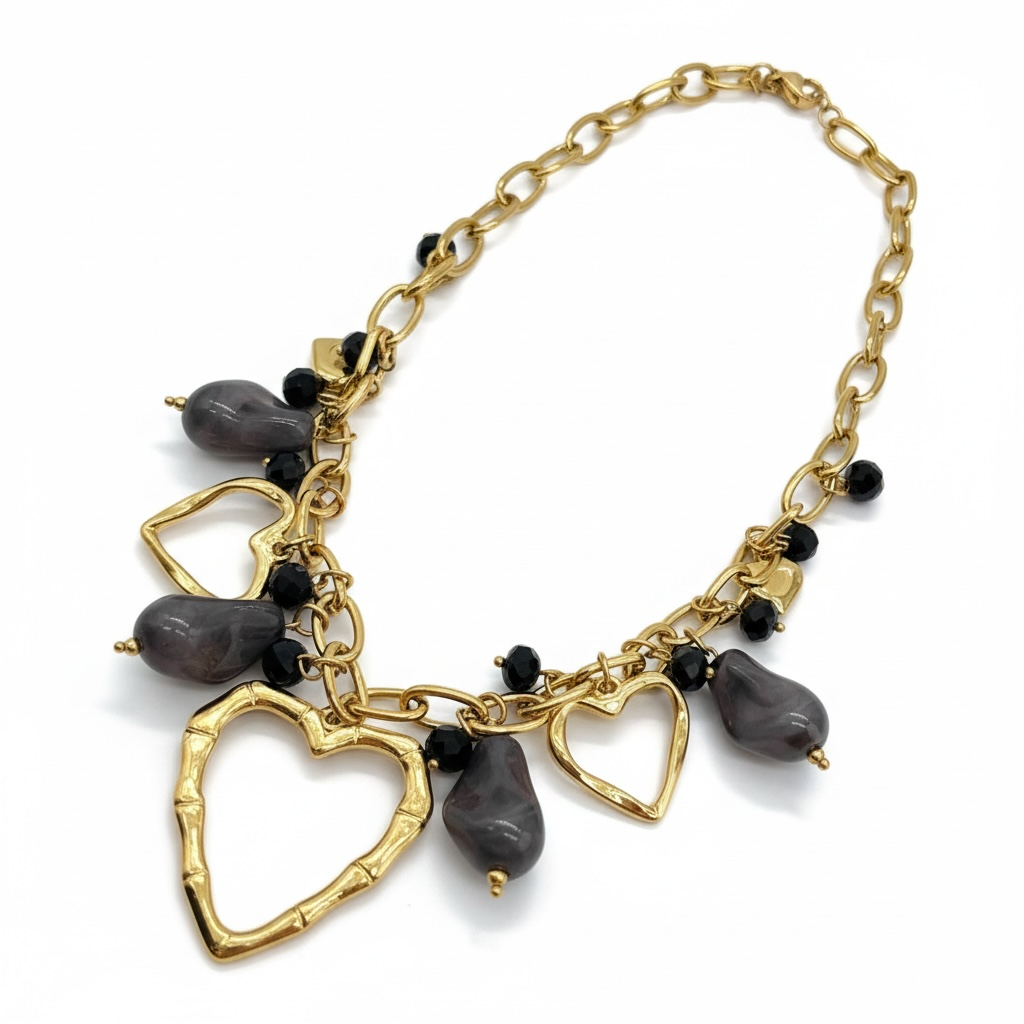 Collana Donna Shelly Acciaio Charms Resina Grigia Contemporanea SH-CL-11090750