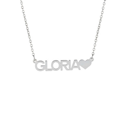 Collana Donna Acciaio Inox 316L Nome Personalizzato Cuore 45cm