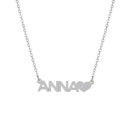 Collana Donna Acciaio Inox 316L Nome Personalizzato Cuore 45cm