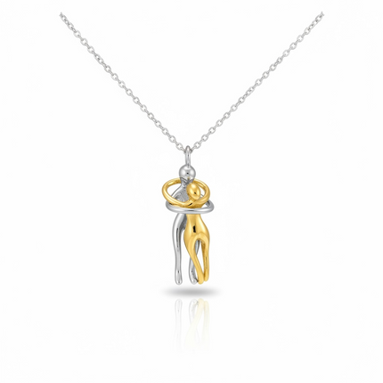 Collana Coppia Abbraccio Ciondolo Pendente Amore Argento Oro Idea Regalo