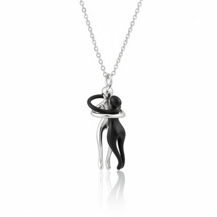 Collana Coppia Abbraccio Ciondolo Pendente Amore Argento Oro Idea Regalo