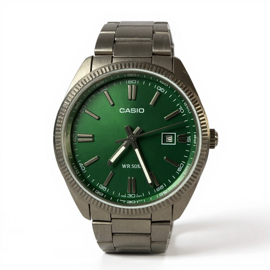 Casio MTP-1302-3AVEF Orologio Uomo Acciaio Quadrante Verde Data