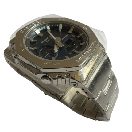 Orologio Uomo Casio G-Shock Acciaio Analogico Digitale Quadrante Blu WR 200m