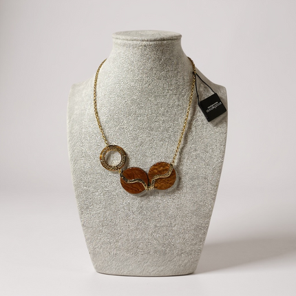 Collana Roccobarocco donna pendente resina effetto marmo oro design
