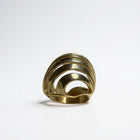 Anello donna acciaio misura 16 design architettonico finitura color oro
