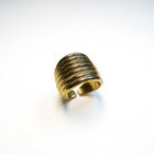 Anello donna acciaio misura 15 design a fasce finitura color oro