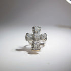 Anello donna acciaio misura 15 croce con cristalli design simbolico