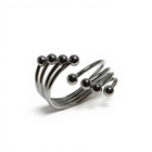 Anello donna acciaio misura 14 design a spirale con sfere stile moderno