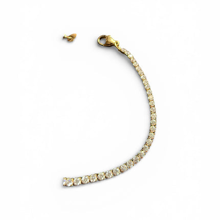 Bracciale Tennis Donna Acciaio Oro Zirconi Bianchi Regolabile