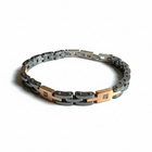 Bracciale Uomo Acciaio Bicolore Nero Oro Rosa Zirconi 21cm Regolabile