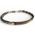 Bracciale Uomo Acciaio Bicolore Piastra Centrale Nero Oro 21cm