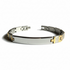 Bracciale Uomo Acciaio Bicolore Argento Oro Piastra Centrale 21cm