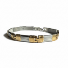 Bracciale Uomo Acciaio Bicolore Argento Oro Pattern Cable 21cm
