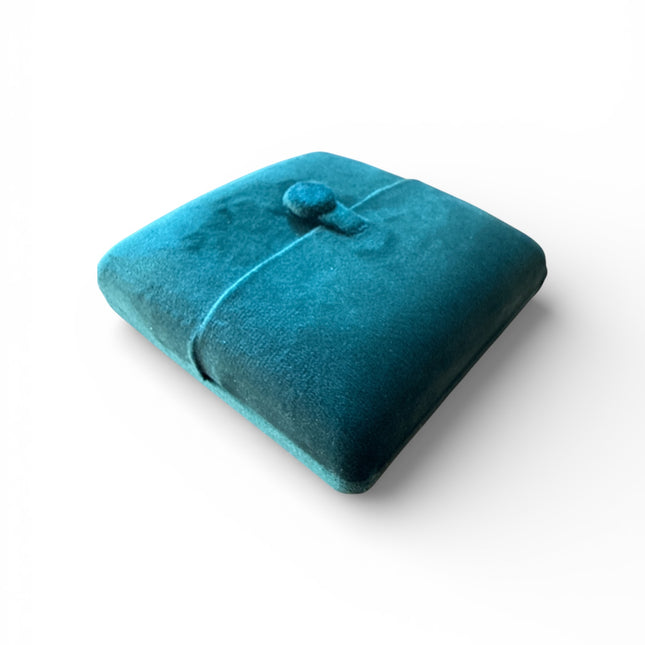 Astuccio Porta Gioielli Velluto Turchese 9x9x3cm Custodia Anelli Orecchini