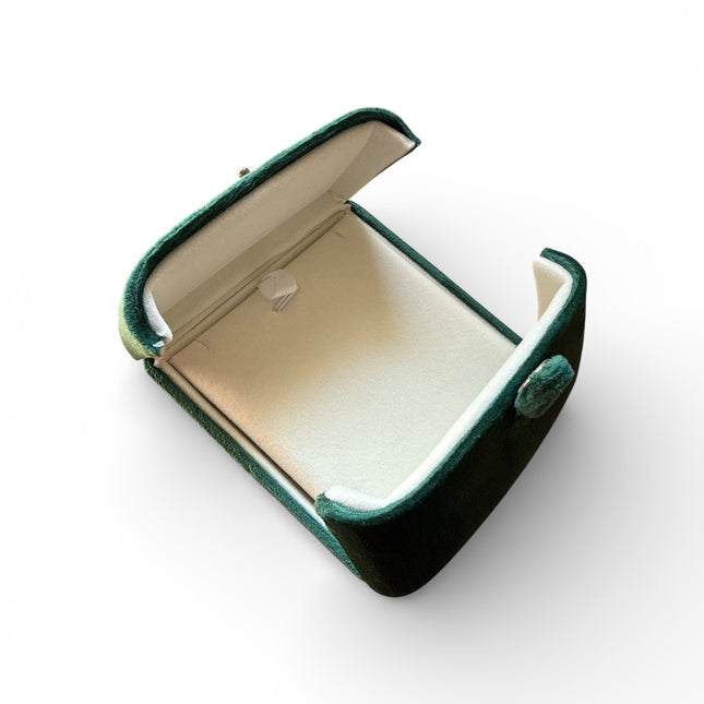 Astuccio Porta Gioielli Velluto Turchese 9x9x3cm Custodia Anelli Orecchini