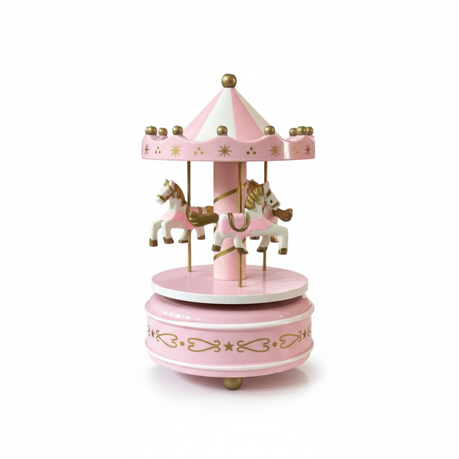Carillon Musicale Giostra Cavalli Decorativo Rosa Azzurro Regalo Bambini