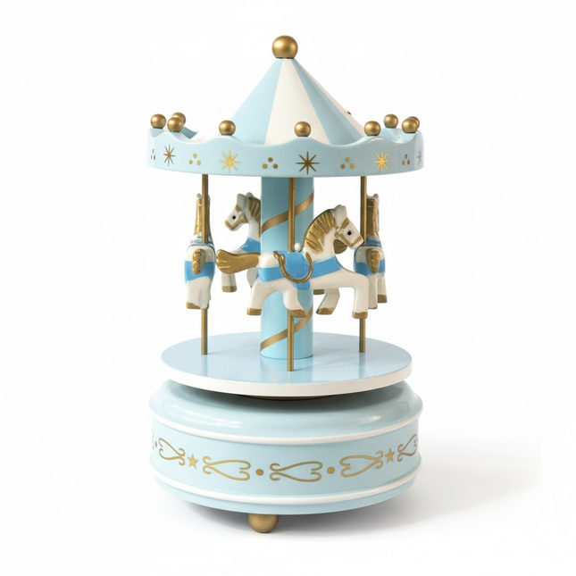 Carillon Musicale Giostra Cavalli Decorativo Rosa Azzurro Regalo Bambini