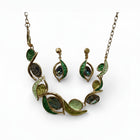 Set Collana Orecchini Donna Shelly Foglie Strass Multicolor Acciaio Anallergico
