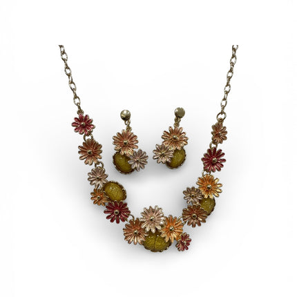 Set Collana Orecchini Donna Shelly Fiori Margherite 3D Strass Acciaio Anallergico