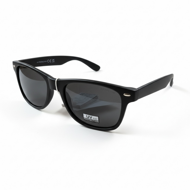 Occhiali da Sole Unisex Neri Wayfarer UV400 Classici Borchie Laterali