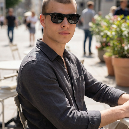 Occhiali da Sole Unisex Neri Wayfarer UV400 Classici Borchie Laterali