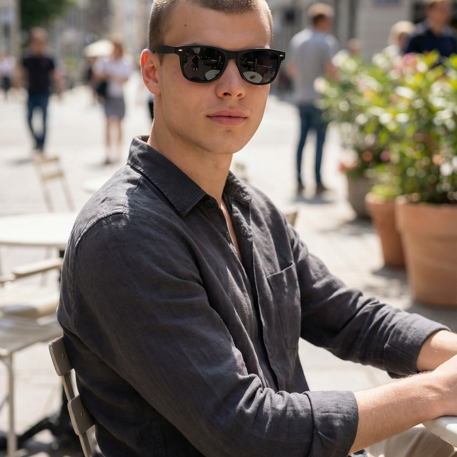 Occhiali da Sole Unisex Neri Wayfarer UV400 Classici Borchie Laterali