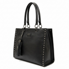 Borsa Donna Coveri Collection Nera Ecopelle Borchie Nappa Manici 35x26cm