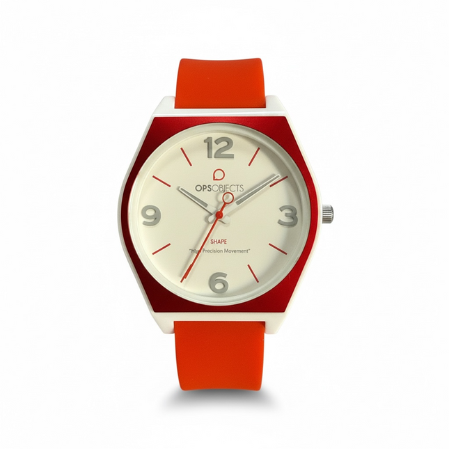 Orologio Unisex Opsobjects SHAPE Resina Silicone Bianco 43mm 5ATM