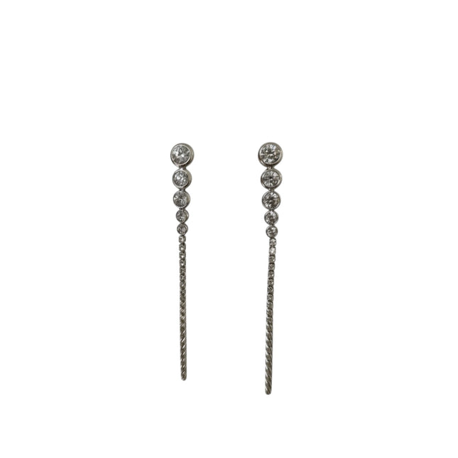 Orecchini Donna Shelly Tennis Acciaio Zircone Bianco Pendenti Oro Argento