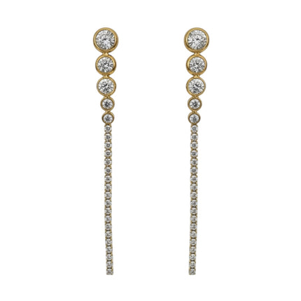 Orecchini Donna Shelly Tennis Acciaio Zircone Bianco Pendenti Oro Argento