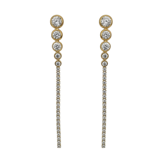 Orecchini Donna Shelly Tennis Acciaio Zircone Bianco Pendenti Oro Argento