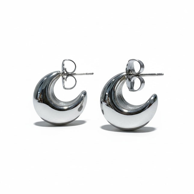Orecchini Donna Shelly Mezzaluna Chunky Acciaio Argento Lucido