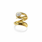 Anello Donna Shelly Acciaio Dorato Design Serpente Zircone Pear Pavé Regolabile