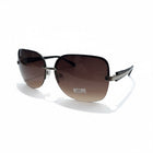 Occhiali da Sole Donna Rimless Montatura Metallo Argento Lenti Marroni Sfumate UV