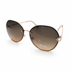 Occhiali da Sole Donna Rotondi Oversize Semi-Rimless Oro Rosa Lenti Marroni UV400