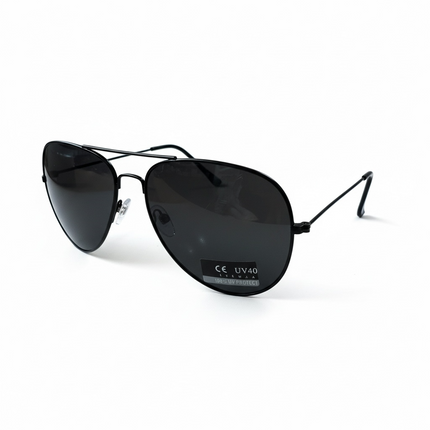 Occhiali da Sole Unisex Aviator Metallo Doppio Ponte Lenti Fumé UV400 Nero Gold