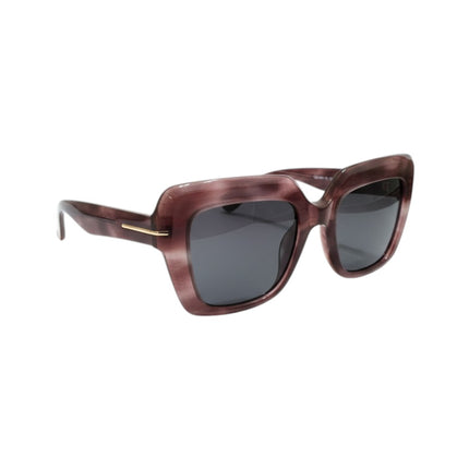 Occhiali da Sole Donna Oversize Quadrati Acetato Striato Hardware Gold Lenti Degradé