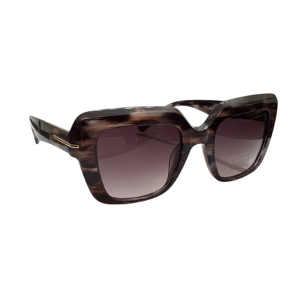 Occhiali da Sole Donna Oversize Quadrati Acetato Striato Hardware Gold Lenti Degradé