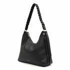 Borsa Donna Regina Schrecker Hobo Ecopelle Nera Manico Intrecciato Zip Argento