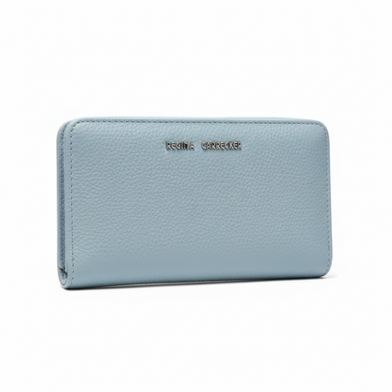 Portafoglio Donna Regina Schrecker Zip-Around Ecopelle Celeste Pastello 19x10cm