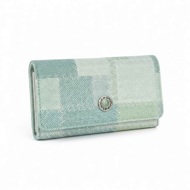 Portafoglio Donna Coveri Continental Denim Patchwork Bottone Logo