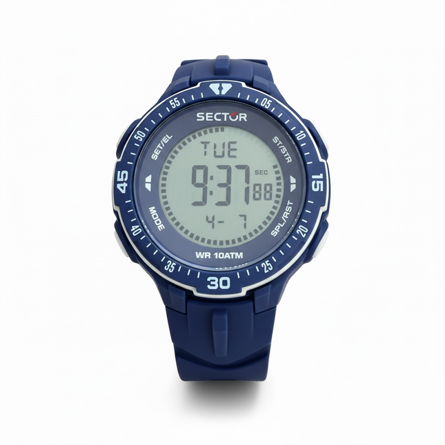Orologio Uomo Sector R3251280002 Digitale Resina Blu 44mm Cronometro 100M