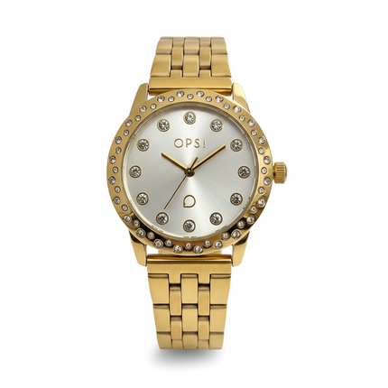 Orologio Donna OPS! Objects Acciaio Quarzo Lunetta Strass 3ATM Gold Silver